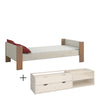 Steens for Kids Single Bed, Includes - Under Bed Drawer Section 2 Drawers in Whitewash Grey Brown Lacquered