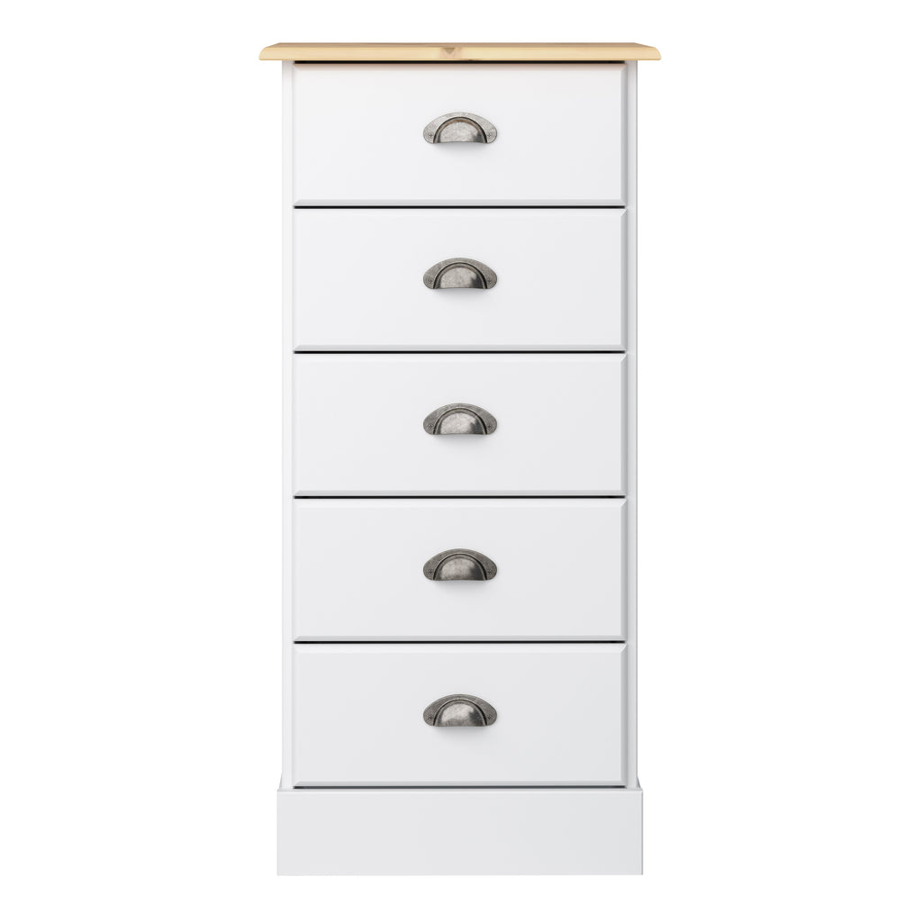 Nola 5 Drawer Chest White & Pine