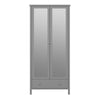 Tromso 2 Mirror Doors + 1 Drawer Wardrobe Folkestone Grey with Leather Handles