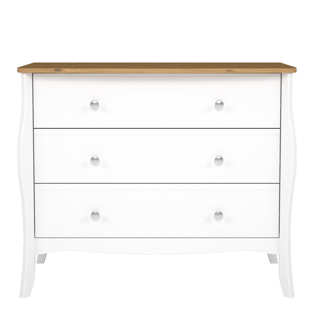 Baroque 3 Drawer Wide Chest Pure White Iced Coffee Lacquer