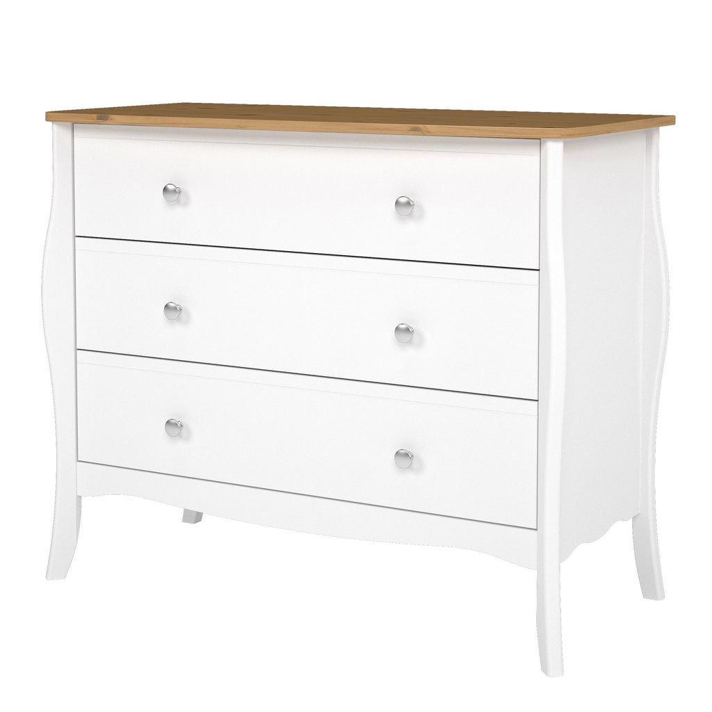 Baroque 3 Drawer Wide Chest Pure White Iced Coffee Lacquer