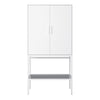 Slimline 2 Door Tall Cabinet in Pure White with Steel White Legs