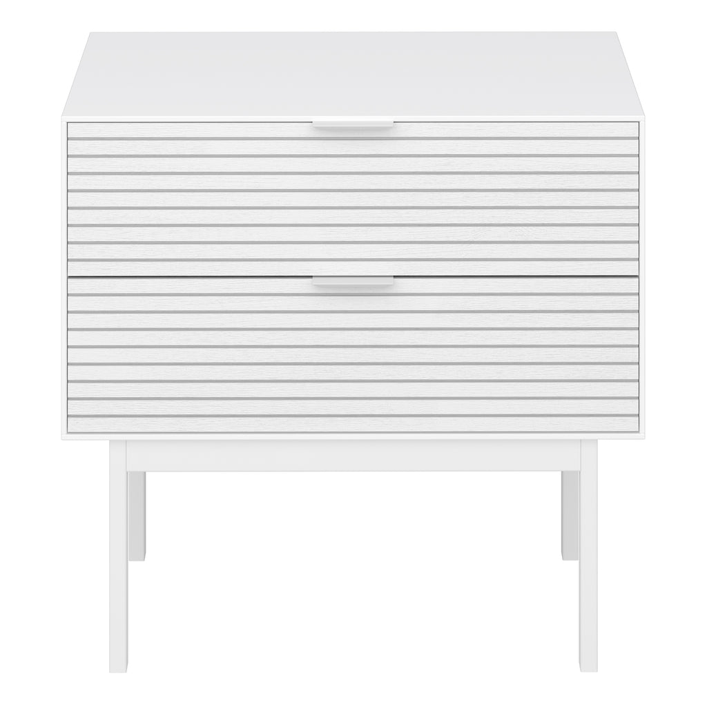 Soma Bedside Table 2 Drawers Granulated pure White Brushed White