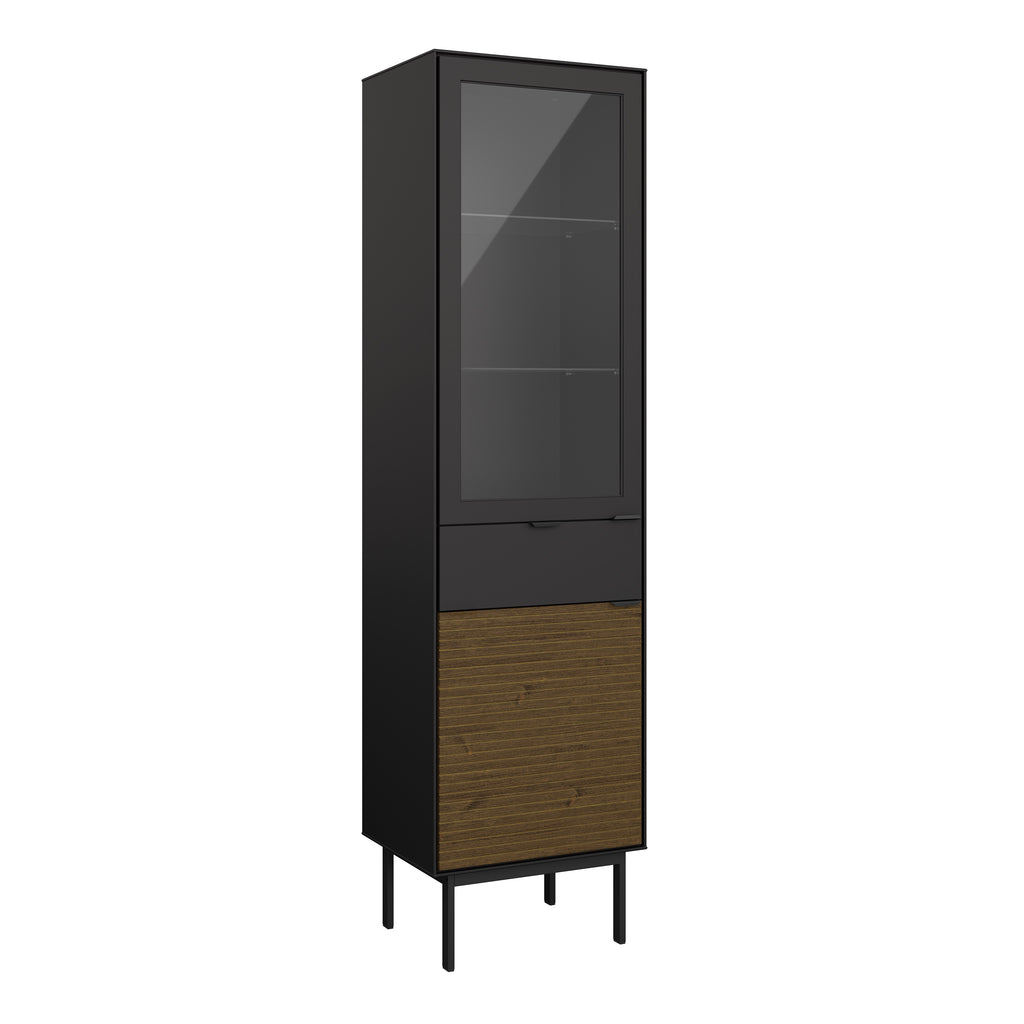 Soma Showcase 1+1 Door + 1 Drawer, Granulated Black Brushed espresso