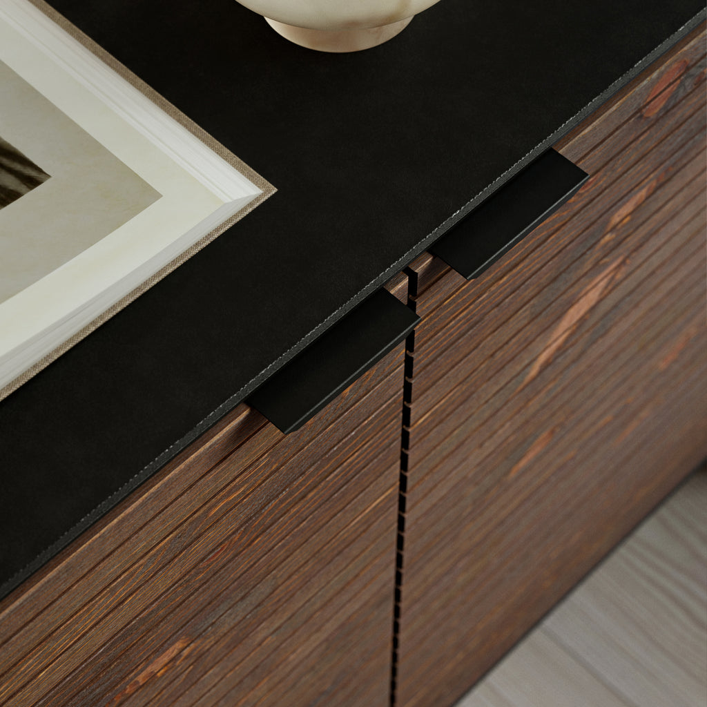 Soma TV Table 3 Doors, Granulated Black Brushed espresso