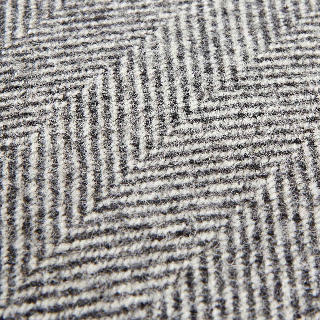 Grey Herringbone Pure Wool Cushion With Piped Edge