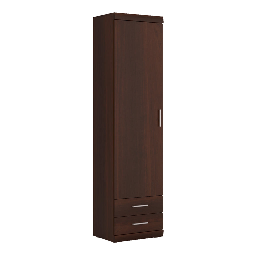 Imperial Tall 1 Door 2 Drawer Narrow Cabinet in Dark Mahogany Melamine