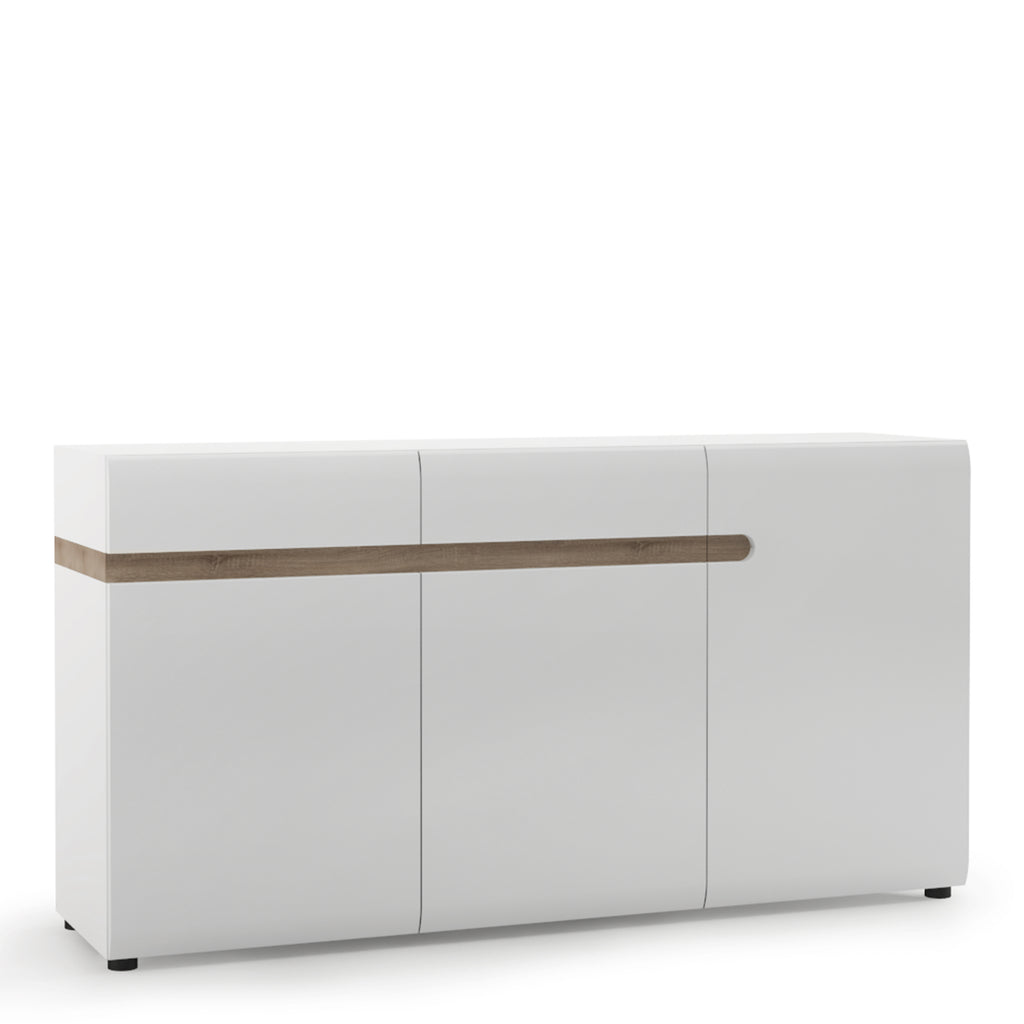 Chelsea 2 Drawer 3 door sideboard in White with Oak Trim