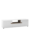 Chelsea Wide TV unit with opening in White with Oak Trim