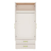 4Kids 2 Door 2 Drawer Wardrobe in Light Oak and white High Gloss (lemon handles)