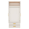 4Kids 2 Door 2 Drawer Wardrobe in Light Oak and white High Gloss (orange handles)