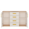 4Kids 2 Door 4 Drawer Sideboard in Light Oak and white High Gloss (orange handles)