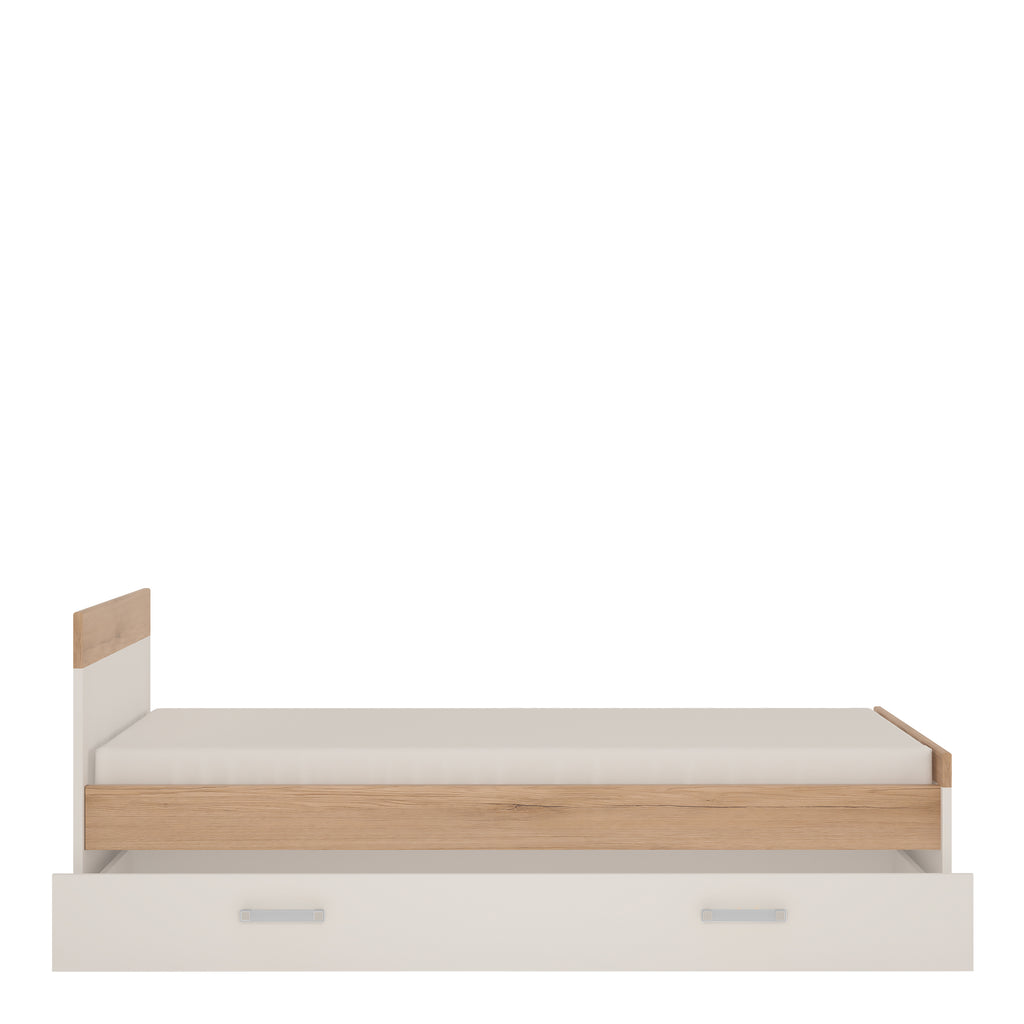 4Kids Single Bed with under Drawer in Light Oak and white High Gloss (opalino handles)