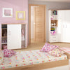 4Kids Single Bed with under Drawer in Light Oak and white High Gloss (opalino handles)