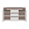 Toronto 2 Door 3 Drawer Sideboard (inc. Plexi Lighting) In White and Oak