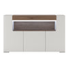 Toronto 3 Door Sideboard with open shelving (inc. Plexi Lighting) In White and Oak