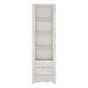 Angel Tall Narrow 3 Drawer Bookcase in White Craft Oak