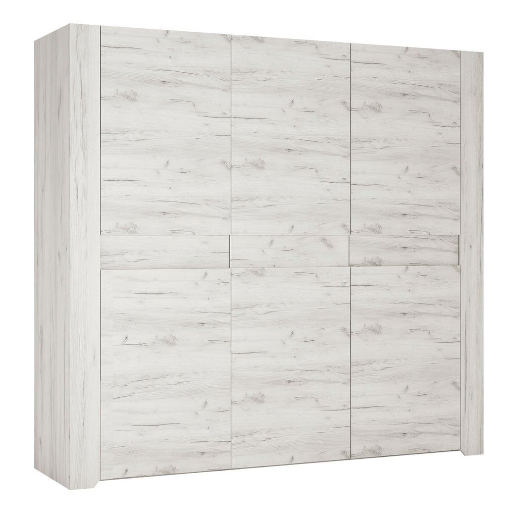 Angel 3 door wardrobe in White Craft Oak