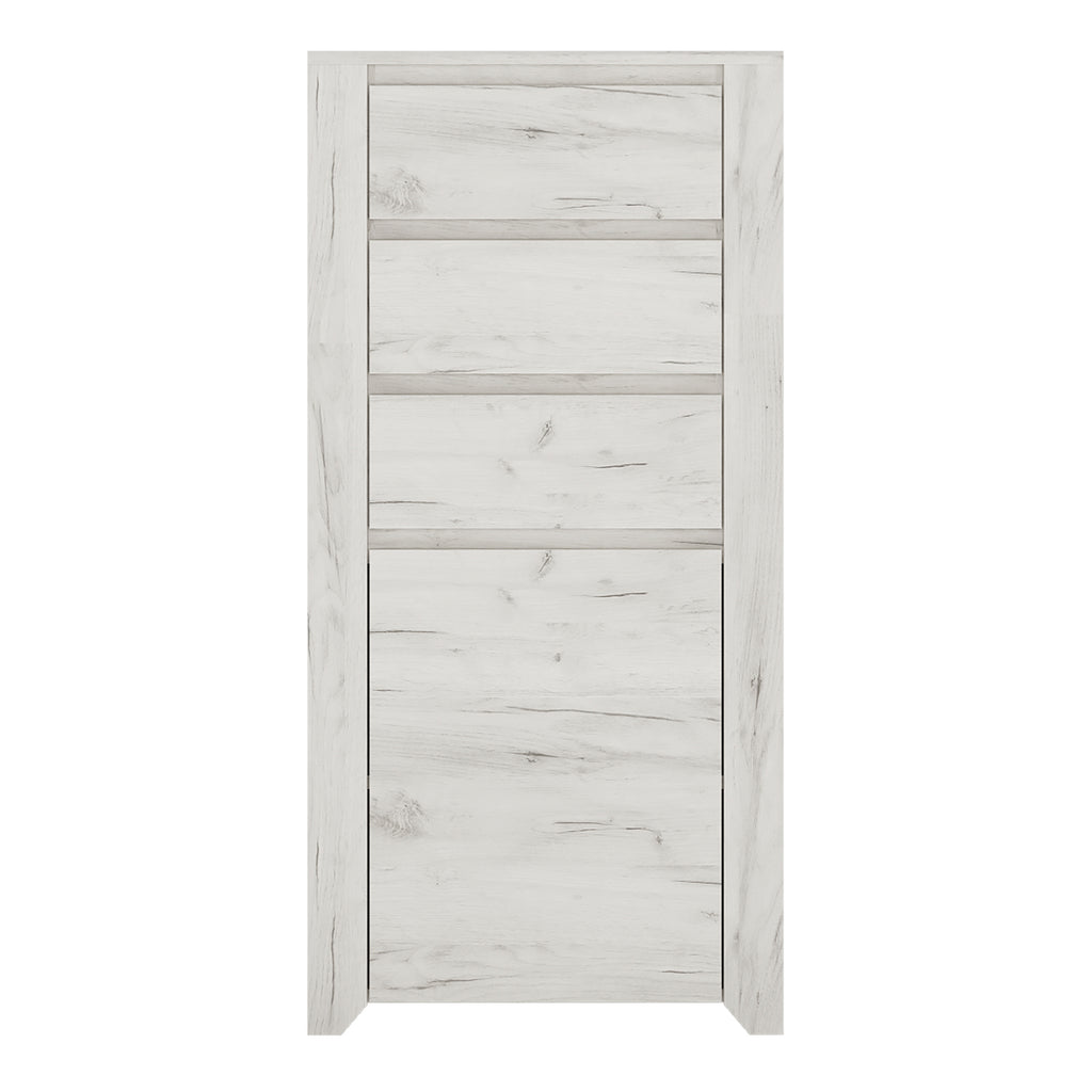 Angel 1 Door 3 Drawer Chest in White Craft Oak