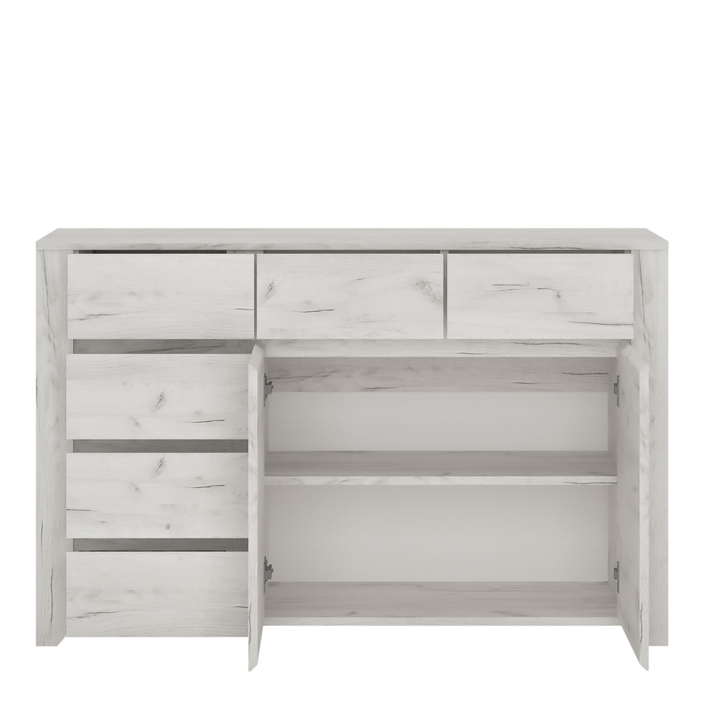 Angel 2 Door 3+3 Drawer Wide Chest in White Craft Oak