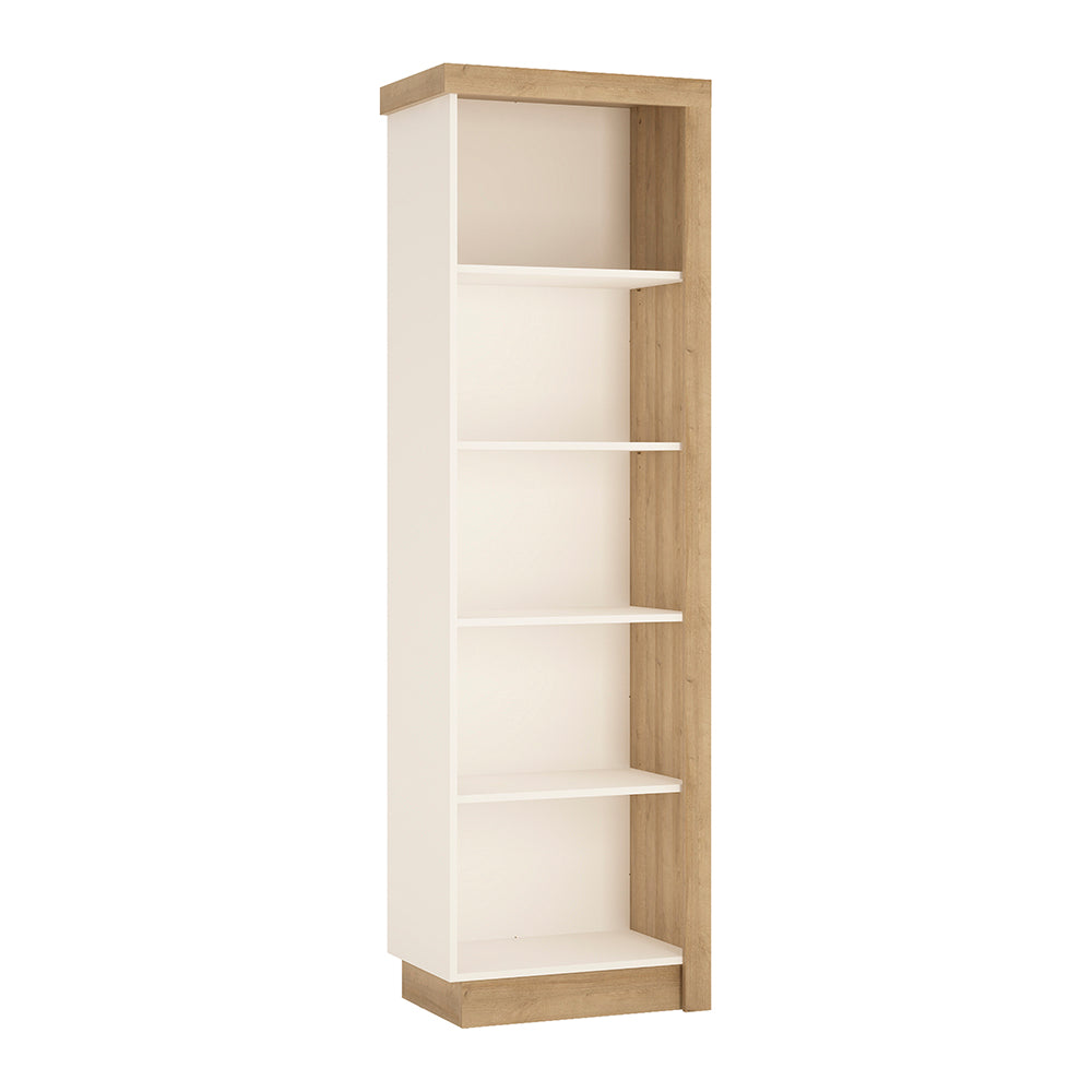 Lyon Bookcase (LH) in Riviera Oak/White High Gloss