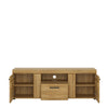 Cortina 2 door 1 drawer tall TV cabinet in Grandson Oak