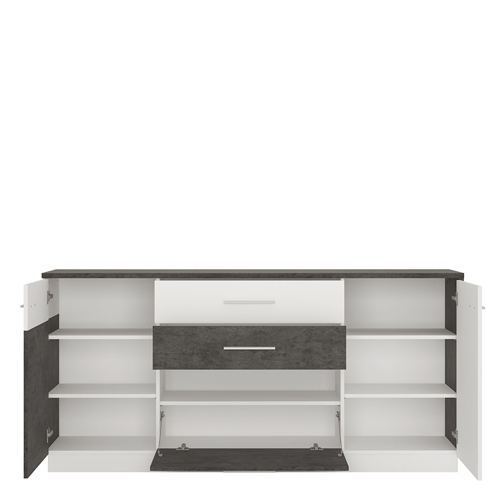 Zingaro 2 door 2 drawer 1 compartment sideboard in Grey and White