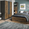 Brooklyn 3 Door Wardrobe with 2 Drawers in Walnut and Dark Matera Grey