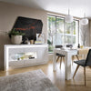 Lyon 3 door glazed sideboard (including LED lighting) in White and High Gloss