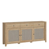 Cestino 3 Door 3 Drawer Sideboard in Jackson Hickory Oak and Rattan Effects