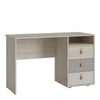 Denim 3 Drawer Desk in Light Walnut, Grey Fabric Effect and Cashmere