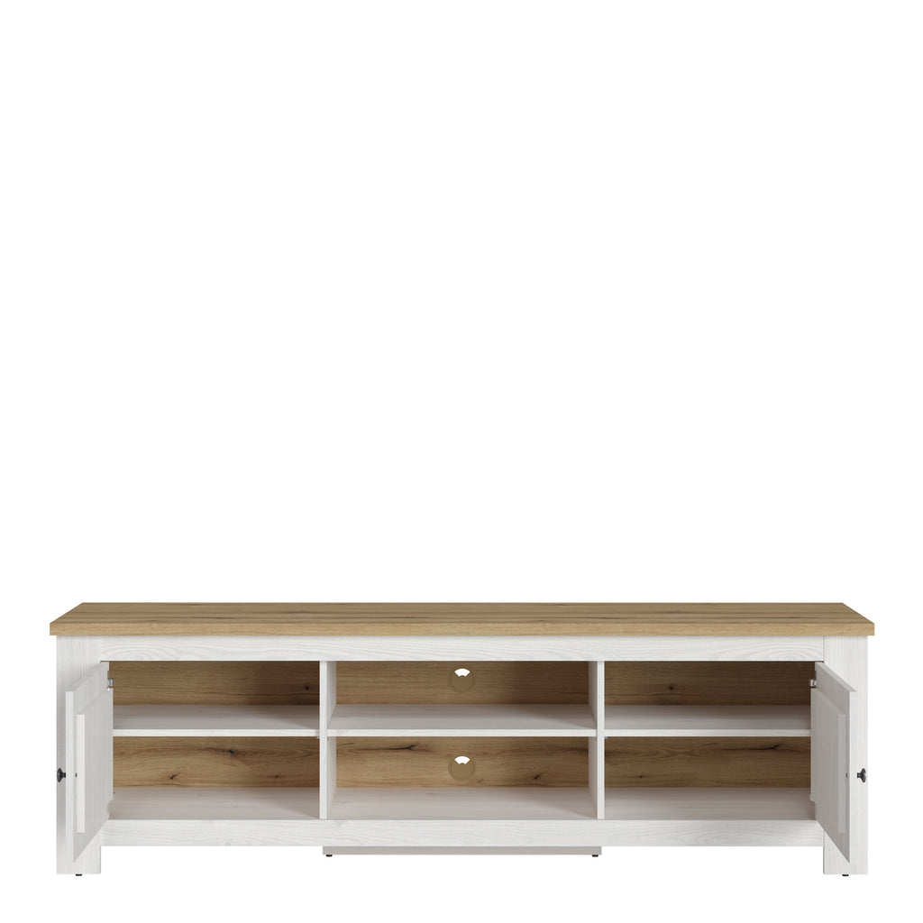 Celesto 2 door wide TV Unit in White and Oak