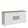 Celesto 2 Door 2 Drawer sideboard with wine rack in White and Oak