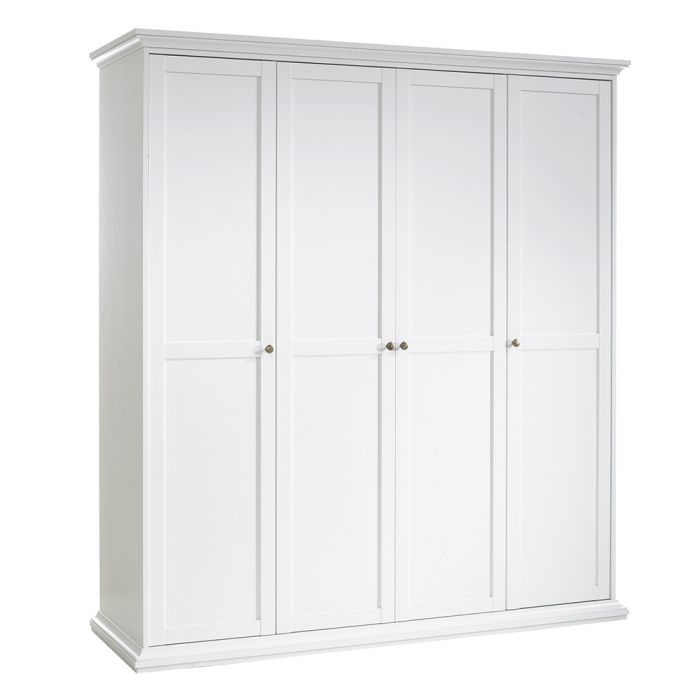 Paris Wardrobe with 4 Doors in White