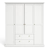 Paris Wardrobe with 4 Doors and 2 Drawers in White