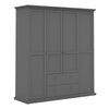 Paris Wardrobe with 4 Doors and 2 Drawers in Matt Grey