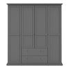 Paris Wardrobe with 4 Doors and 2 Drawers in Matt Grey