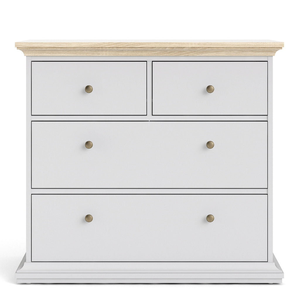 Paris Chest of 4 Drawers in White and Oak