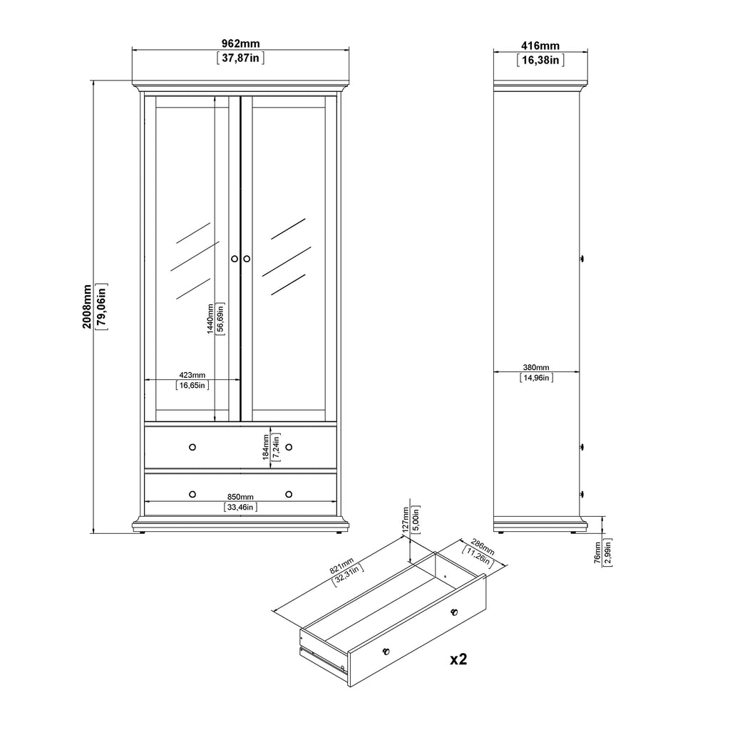 Paris China cabinet in Matt Grey