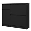 Naia Shoe Cabinet with 2 Shoe Compartments, 1 Door and 1 Drawer in Black Matt