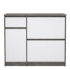 Naia Shoe Cabinet with 2 Shoe Compartments, 1 Door and 1 Drawer in Concrete and White High Gloss