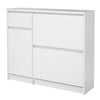 Naia Shoe Cabinet with 2 Shoe Compartments, 1 Door and 1 Drawer in White High Gloss