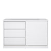 Naia Storage Unit with 1 Sliding Door and 3 Drawers in White High Gloss