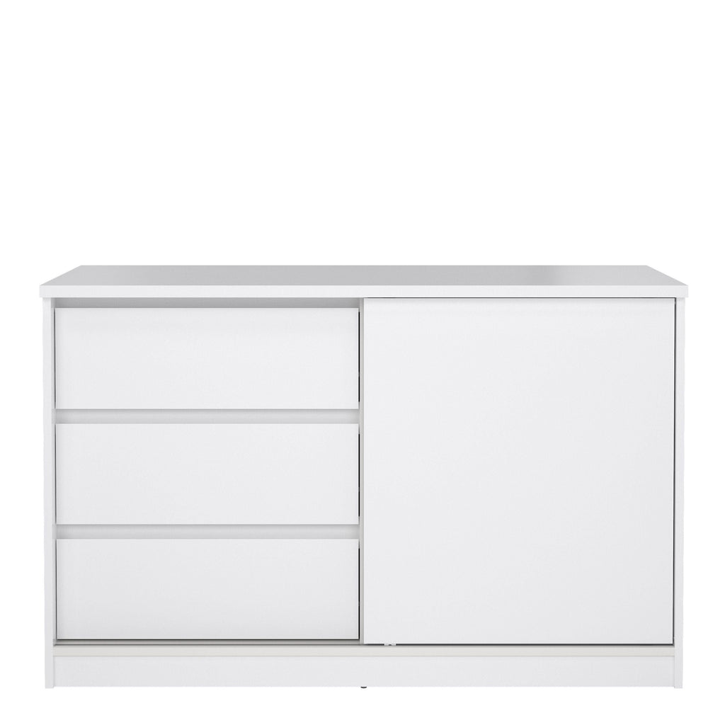 Naia Storage Unit with 1 Sliding Door and 3 Drawers in White High Gloss