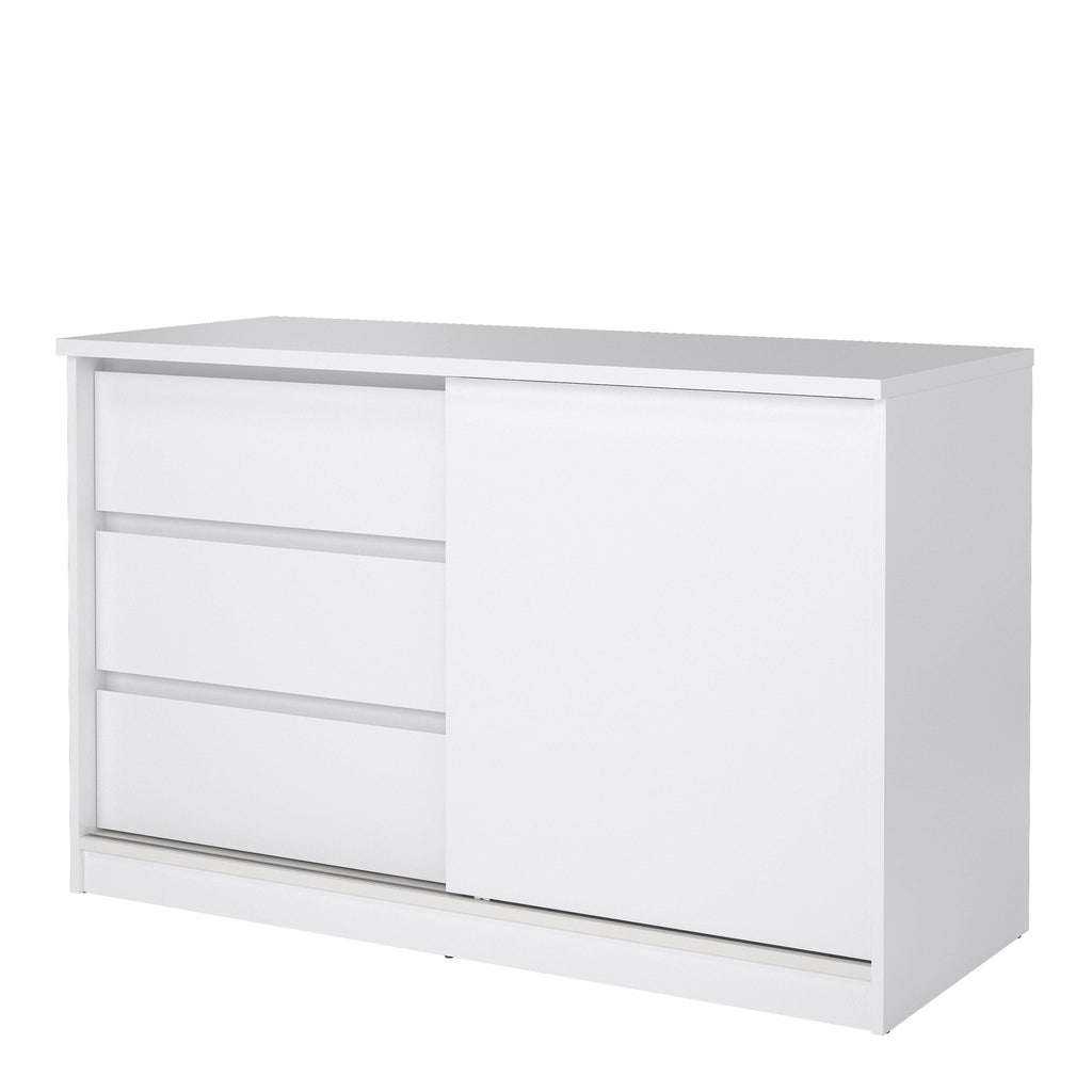 Naia Storage Unit with 1 Sliding Door and 3 Drawers in White High Gloss