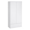 Naia 3 Piece Bundle, Bedside, Chest and 2 Door 1 Drawer Wardrobe in White High Gloss