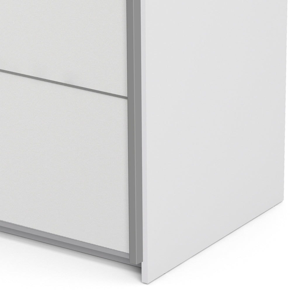 Verona Sliding Wardrobe 120cm in White with White Doors with 2 Shelves