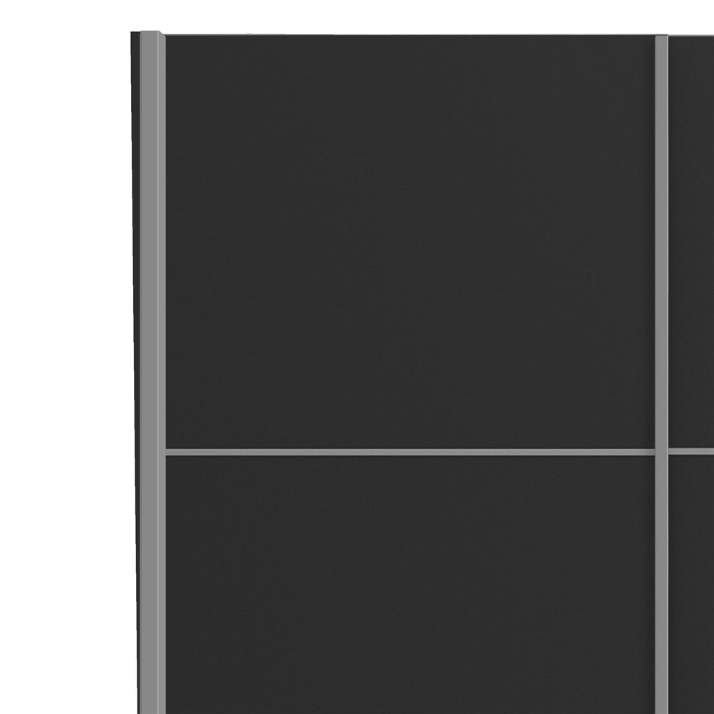 Verona Sliding Wardrobe 120cm in Black Matt with Black Matt Doors with 5 Shelves