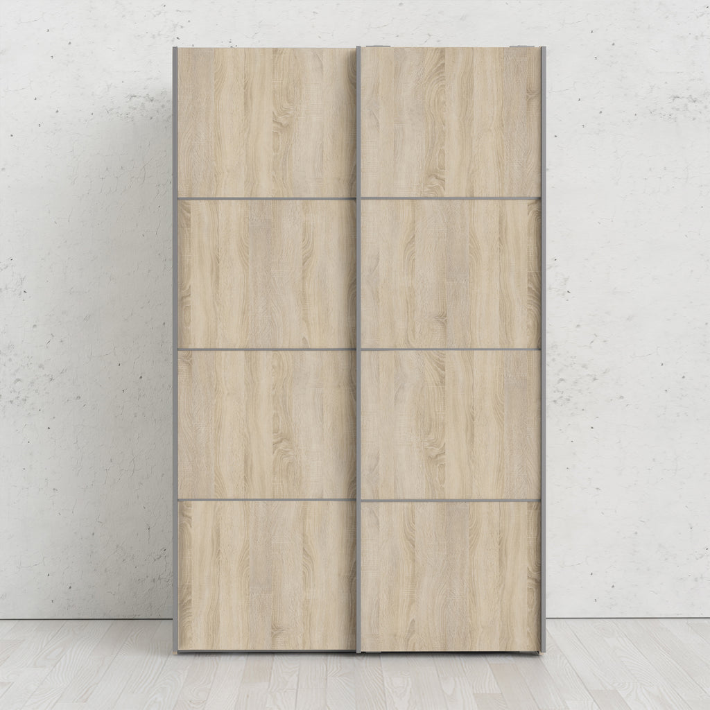 Verona Sliding Wardrobe 120cm in Black Matt with Oak Doors with 2 Shelves