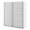 Verona Sliding Wardrobe 180cm in White with White Doors with 2 Shelves